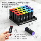 CAidRE Monthly Pill Organizer 2 Times a Day - 28 Day Pill Box AM PM, Daily Medicine Organizer for Vitamins, Supplements, Medications - Large Travel-Friendly 4 Week Pill Case for Home & Travel, Black