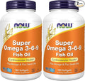NOW Foods Supplements, Super Omega 3-6-9 1200 mg with a Blend of Fish, Borage and Flax Seed Oils, 180 Softgels,(Pack of 2)