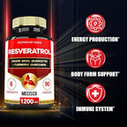 Mecisco Trans Resveratrol Supplement with Grape Seed, Milk Thistle, and More - Resveratrol - 6 Herbal Supports for Immune System, Heart Health, Body Management - 90 Capsules