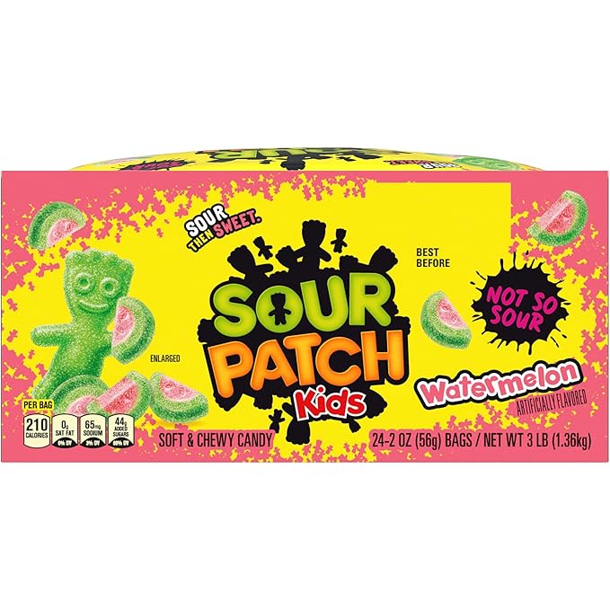 SOUR PATCH KIDS Watermelon Soft & Chewy Candy, Bulk Candy, 24 - 2 oz Bags