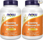 NOW Foods Supplements, Evening Primrose Oil 500 mg with Naturally Occurring GLA (Gamma-Linolenic Acid), 250 Softgels, (Pack of 2)
