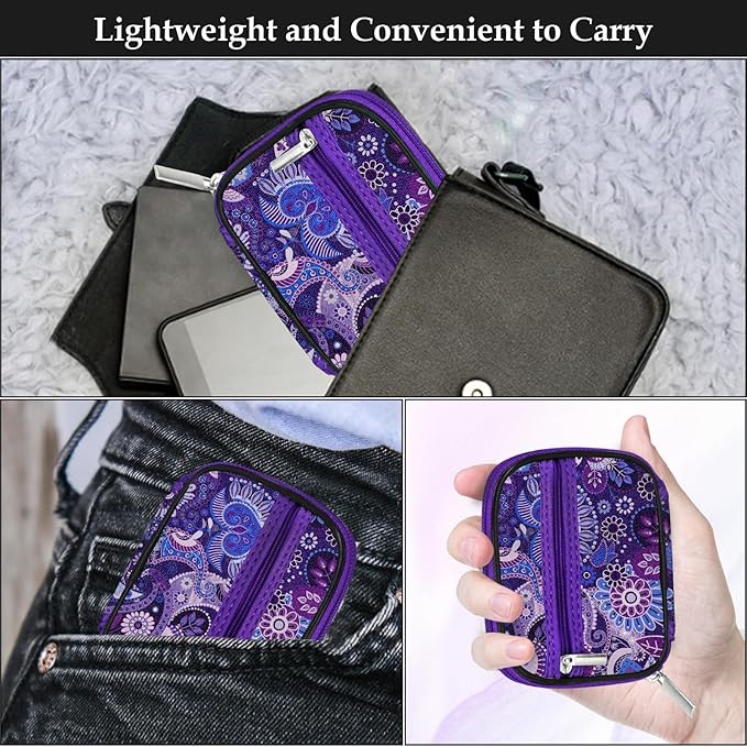 Serfeymi Weekly Travel Pill Organizer Pill Case for Purse with Removable 7 Day Pill Box, Fashionable Travel Medicine Organizer Pill Container for Medicine, Vitamin, Supplement - Black 01 + Purple 01