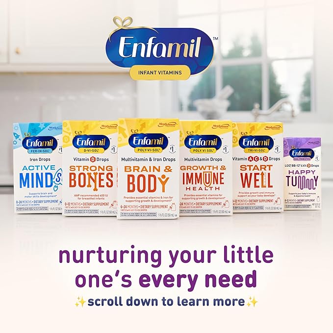 Enfamil Prenatals & Baby Vitamins Dual Probiotics Drops, Supports Baby's Immune & Digestive Health*, 8.7mL Bottle