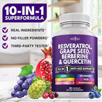 NEW AGE Resveratrol, Berberine, Grape Seed Extract, Quercetin, Supplement for Women and Men with Noni, N-Acetyl Cysteine, Acai - 120 Capsules