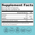 Grass-Fed Bone Broth Capsules with Collagen from Organic Bone Broth Powder. Collagen Supplement for Nails, Hair, Joints and Digestive Health* Support. Gut Friendly-Ingredients, 180 Capsules