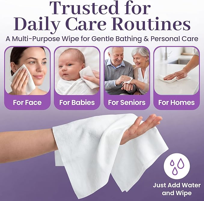 Disposable Dry Wipes, 50 Pack – Ultra Soft Non-Moistened Cleansing Cloths for Adults, Incontinence, Baby Care, Face Makeup Removal – 9.5" x 13.5" - Hospital Grade, Durable – by ProHeal