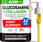STRELLALAB Liquid Glucosamine for Dogs 32 OZ - Joint Support - All-Natural Hip & Joint Supplement, Glucosamine Chondroitin Liquid, MSM & Collagen for Dogs Mobility, Joint Pain Relief (Pack of 2 16oz)