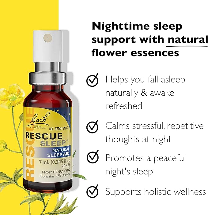 Day & Night Bundle, Bach RESCUE REMEDY Spray, Natural Stress Relief [and] RESCUE SLEEP Spray, Natural Sleep Aid - 2-Pk, Homeopathic Flower Essence, Vegan, 7mL Ea