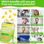 Cortisol Gummies - Cortisol Supplements for Women & Men with Ashwagandha, Magnesium, L-theanine for Cortisol Balance, Support Relaxation, Energy, Zzz, Pineapple Flavor, 60Ct