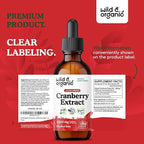 Wild & Organic Cranberry Supplement Drops - Urinary Tract Support for Women & Men - Pure Cranberry Extract Liquid Supplement - Vegan, Sugar & Alcohol-Free Tincture - 2 fl oz