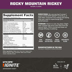 MTN OPS Ignite Sugar Free Energy Drink Powder Trail Packs with 200mg Caffeine, Travel Pre Workout Packets for To-Go Energy, Nootropic Blend, L Arginine & Citrulline, 20 Servings, Rocky Mountain Rickey