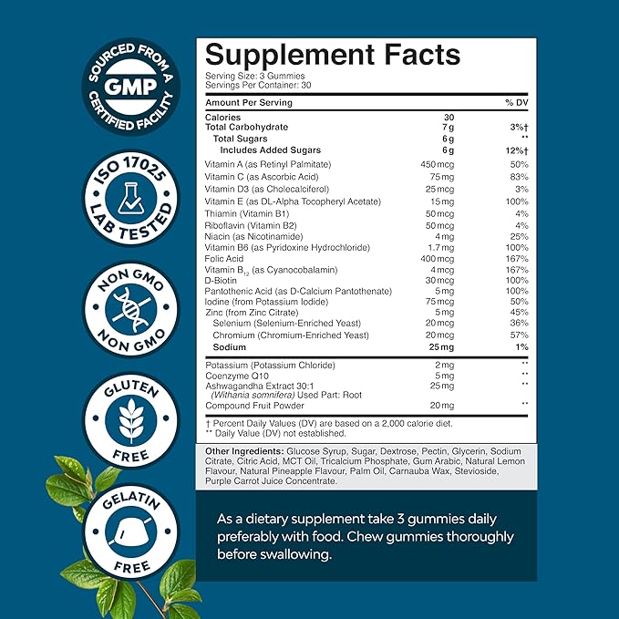 Men's Multivitamins Gummies with Superfood Complex - Daily Multivitamin for Men with CoQ10 and Ashwagandha for Energy and Immunity - Vegetarian Adult Multivitamin Gummies for Men 90 Count (Pack of 2)