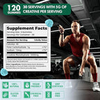 NSF Certified Creatine Gummy 5g.Creatine Monohydrate Gummies for Men & Women, Creatine Monohydrate for Muscle Strength, Muscle Builder, Energy Boost, Pre-Workout Supplement(120 Count)-Blueberry Flavor