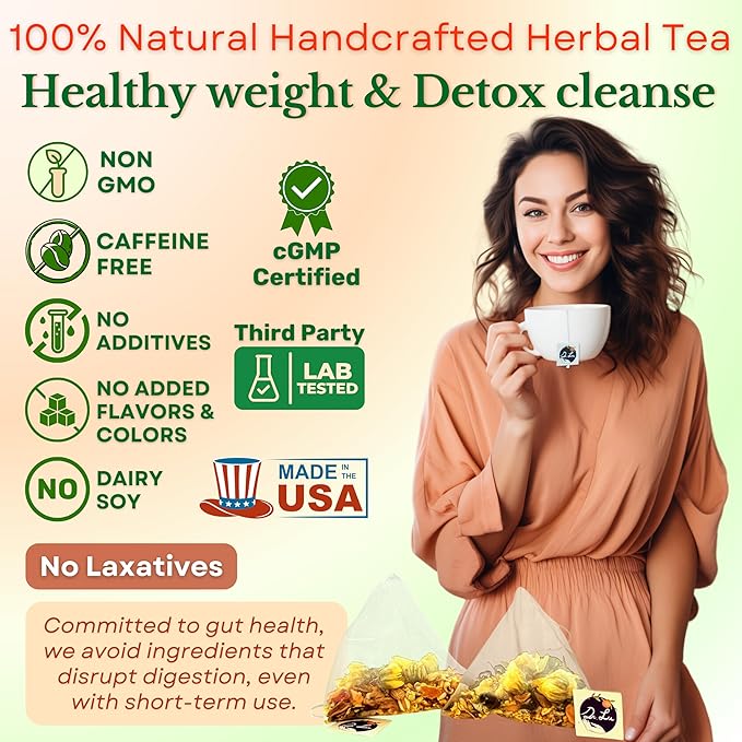 Dr. Lu’s Happy Slim Herbal Tea | 100% Natural Tea for Digestive Comfort & Body Balance | Gentle Colon Cleanse Tea for Daily Detox | 11 Herbs incl. Hawthorn, Lotus Leaf, Burdock, Dandelion | Laxative-Free