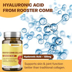 Rooster Comb Collagen, Natural Hyaluronic Acid Supplement for Joint Support, Mobility & Skin Hydration – 120mg 60 Capsule