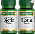 Nature's Bounty Biotin, Supports Metabolism for Cellular Energy and Healthy Hair, Skin, and Nails, 5000 mcg, 60 Quick Dissolve Tablets, (Pack of 2)