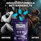 Whey Protein Gummies Zero Carb | 250g Total Protein per Bag |10g per Serving Plant Based 4 in1 Collagen & Vitamin B12 for Men & Women | 0 Sugar Gluten Free Non-GMO Mixed Berry Flavor