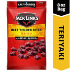 Jack Link's Beef Tender Bites, Teriyaki, Half Pounder Bag - Flavorful Meat Protein Snacks for Lunches, 10g of Protein and 70 Calories per Serving, Made with 100% Beef (Pack of 2)