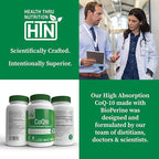 Health Thru Nutrition CoQ-10 100mg with BioPerine 360 Softgels | High Absorption Naturally Fermented USP Grade Coenzyme Q10 Supplement | 3rd Party Tested | Heart Health and Energy Support