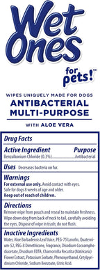 Wet Ones for Pets Antibacterial Dog Wipes, Multi-Purpose Grooming Wipes with Aloe Vera for Paws, Face & Body, Easy Cleanups Between Baths, Tropical Splash Scent, 5.7 in x 7.5 in, 50 Count - 12 Pack