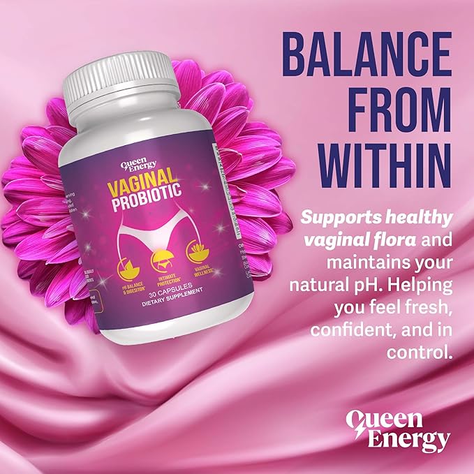 Queen Energy Vaginal Probiotic – Supports pH Balance, Odor Control & Digestive Health – 30 Capsules