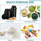 MUOUAKATE Protein Powder Travel Container Set - Reusable Powder Supplement Container to Go - 14pc Single Dose Bags and 2pc Large Travel Containers Zip Up Bags