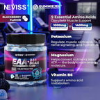 EAA Gummies Supplements, All 9 Essential Amino Acids Supplement, BCAA Amino Acids Gummies for Men Women│Branched-Chain Aminos & Electrolyte Hydration Gummies│Gluten Free, Raspberry Flavor, Vegan, 60ct