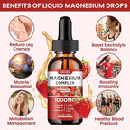 Triple Magnesium Complex Supplement, Magnesium Glycinate, Blend, Citrate Liquid Drops 1000mg with Ashwagandha, CoQ10, Vitamin B6, C, D, Zinc -Support Calm Stress Relief, Bone, Muscle, Mood 2 Pack
