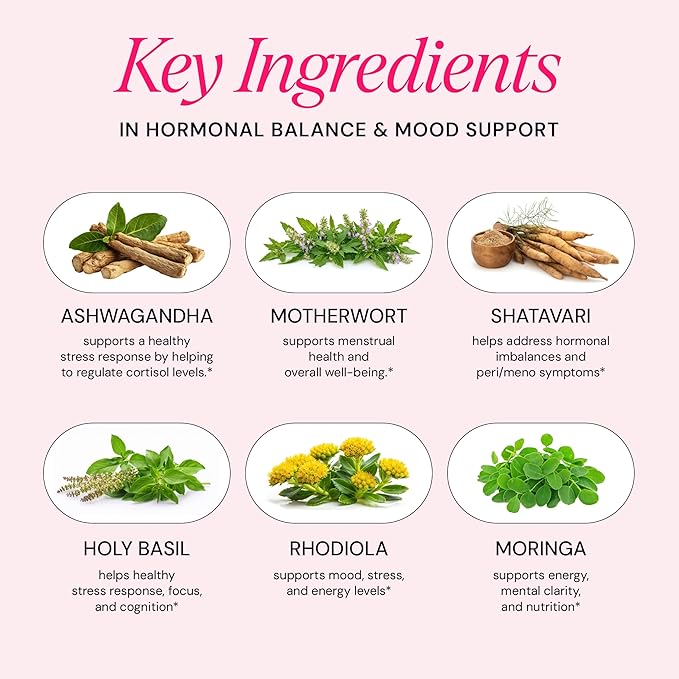 Ayurvedic Hormone Balance for Women | Cortisol Reducer | Mood, Energy, & Sleep Support | Regulates Estrogen | Stress Relief | Ashwagandha, Rhodiola, & Shatavari | Made in USA | 60 Ct. - OSH Wellness