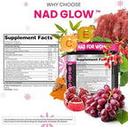 NAD+ Resveratrol Supplement for Women NAD Turmeric Vitamin C Acai Pomegranate Collagen Peptides Nicotinamide Riboside Fisetin Vitamin E Polygonum Multiflorum Berberine 90 Capsules by Clean Nutra