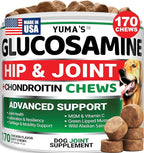 YUMA'S Glucosamine for Dogs - Hip and Joint Supplement for Dogs - 170 Ct - Glucosamine Chondroitin Chews - Joint Pain Relief Supplement with MSM - Advanced Health - Mobility Support - Made in USA