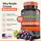 Kaibro Nutra Resveratrol Supplement, 1500mg Extra Strength Trans Resveratrol, Quercetin with Japanese Knotweed Extracts, Anti-Aging, Radiant Skin and Immunity Support, Vegan & Non-GMO, 90 Capsules
