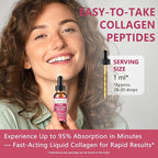 Liquid Collagen Peptides - Multi Collagen for Women Type I, II, III, V, X with Glucosamine, MSM, Hyaluronic Acid, High Absorption Hydrolyzed Collagen Peptides Drops for Skin Hair Nail & Joint, Non-GMO