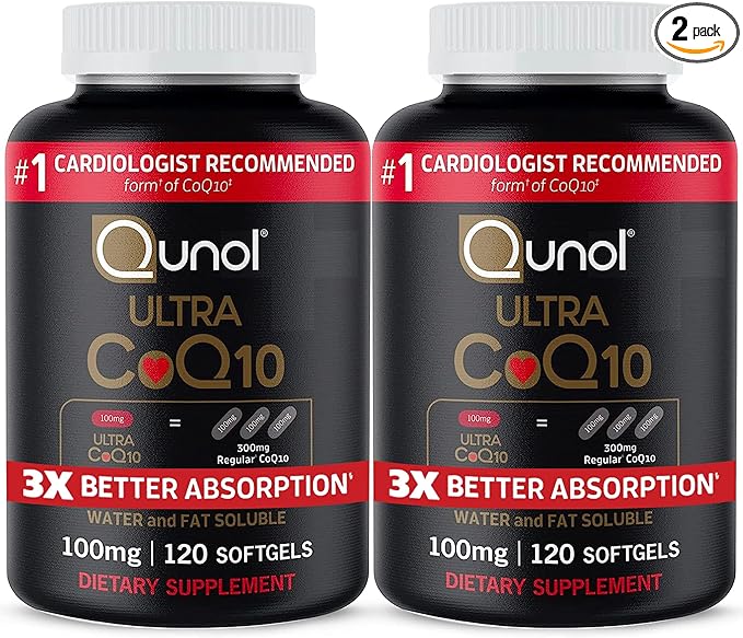 Qunol Ultra CoQ10 100mg, 3x Better Absorption, Patented Water and Fat Soluble Natural Supplement Form of Coenzyme Q10, Antioxidant for Heart Health, 240 Count Softgels
