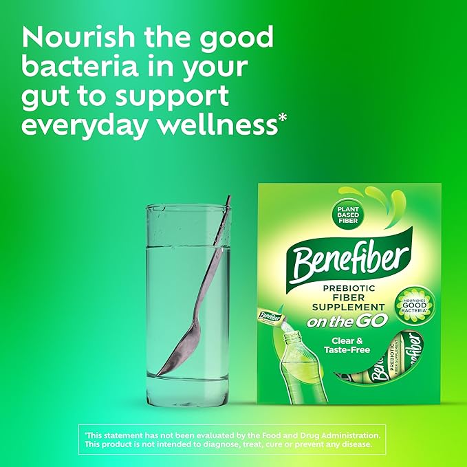 Benefiber On The Go Prebiotic Fiber Supplement Powder for Digestive Health, Daily Fiber Powder, Unflavored Powder Stick Packs - 36 Sticks (Pack of 2)