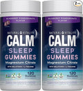 Natural Vitality Sleep Gummies, Magnesium Supplement with Melatonin and L-Theanine, Vegan, Gluten Free, Helps The Body Ease Into Sleep, Blueberry Pomegranate 120 Count (Pack of 2)