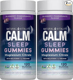 Natural Vitality Sleep Gummies, Magnesium Supplement with Melatonin and L-Theanine, Vegan, Gluten Free, Helps The Body Ease Into Sleep, Blueberry Pomegranate 120 Count (Pack of 2)