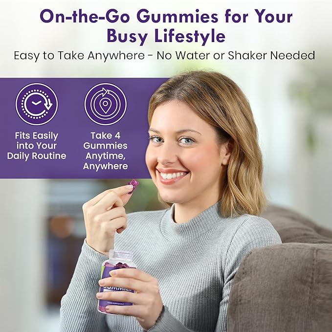 Protein Gummies – 12g High Protein Snack, Grape Twist Flavor, No Added Sugar, Whey Protein Gummies, Supports Muscle Recovery, Post Workout Supplement (60 Gummies)