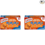 Lance Sandwich Crackers, ToastChee Peanut Butter, 20 Individually Wrapped Packs, 6 Sandwiches Each (Pack of 2)