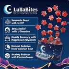 LullaBites - Natural Sleep Gummies - Made in USA - With 5-HTP, L-Theanine, Magnesium & Valerian Root - Melatonin Free - Vegan - Halal - Sugar, Gluten Free - Sweet Strawberry - 60 Gummies - 30 Servings