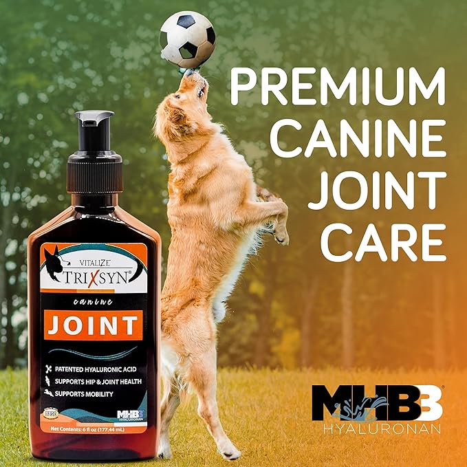 TRIXSYN Canine - Dog Hip and Joint Supplement - Liquid Hyaluronic Acid HA for Dog - Patented Liquid Formula for Senior Dogs - MHB3 Hylauronan - 6 fl oz