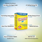 Energize Caffeine Pills - Fast Acting Energy Pill - Healthy Focus Brain Supplement - Improved Performance, Alertness, and Clarity - All Day Energy, No Jitters, No Crash - 28 Time Released Tablets