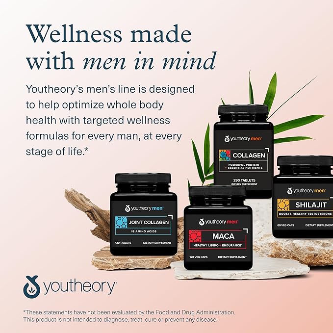 Youtheory Men’s Collagen - 5,000 mg Hydrolyzed Collagen Peptides - with Amino Acids, Vitamin C, & Natural Ingredients - Supports Joint, Muscle, Hair & Nail Health* - 290 Tablets (48-Day Supply)