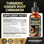 6in1 Liquid Turmeric Ceylon Cinnamon Berberine Ginger Bitter Melon & Black Pepper – Turmeric Supplement Drops – 1 FL OZ – 60 Servings