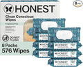 The Honest Company Hypoallergenic Multi-Use Baby Wipes for Sensitive Skin, Balance Blues, 576 Count