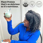KOS Plant Based Protein Powder, Blueberry Muffin - Organic Pea Protein Superfood with Spirulina and Immune Support Blend. Soy, Gluten, Dairy Free - Vegan Meal Replacement for Women & Men - 10 Servings