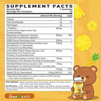 L-theanine 400mg Gummies, l theanine Supplement for Kids & Adults, 9 in 1 High Absorption Theanine Complex for Stress & Focus Support, Pineapple Flavor, 60 Count
