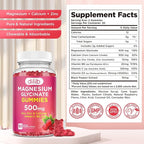Magnesium Glycinate Gummies 500mg Magnesium Supplement with Calcium, Zinc, Vitamin C, B6, D3-Calm Chewable Gummies for Kids & Adults-Sleep, Mood & Muscle Support-Raspberry Flavor, 60 Gummies