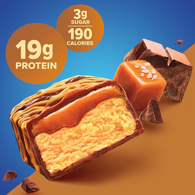 Pure Protein Chocolate Salted Caramel Protein Bars – 20g Protein, 3g Sugar, 190 Calories (12 count) Low Sugar* High Protein Snack - Gluten Free - Perfect for a Healthy Snack