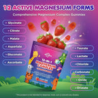 Magnesium Complex 700mg - 12 in 1 Magnesium Gummies with Glycinate, Citrate, Malate, Oxide, Taurate, Aspartate, Orotate - Supports Relaxation, Muscle & Heart - Sugar Free Strawberry 120 Count